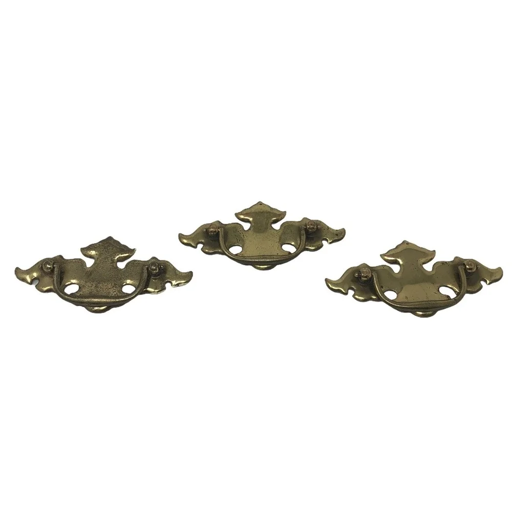 Vintage Drawer Handles Lot of 3 Cabinet‎ Pulls Vintage Goldtone 3